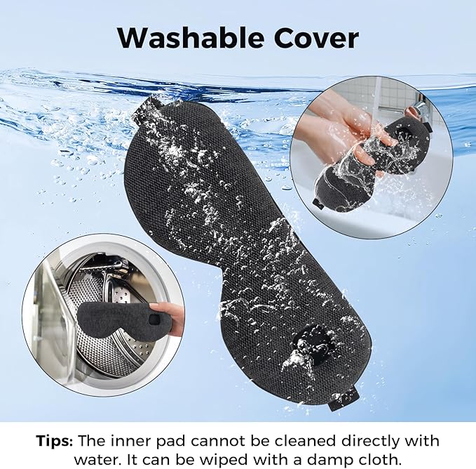 Heated Eye Mask for Dry Eyes, Cordless Warm Eye Compress, 4 Heat Levels, 4-Level Timing, 1000mAh Rechargeable, Blepharitis, Styes, Washable Cover, Travel, Gifts for Family(Black)