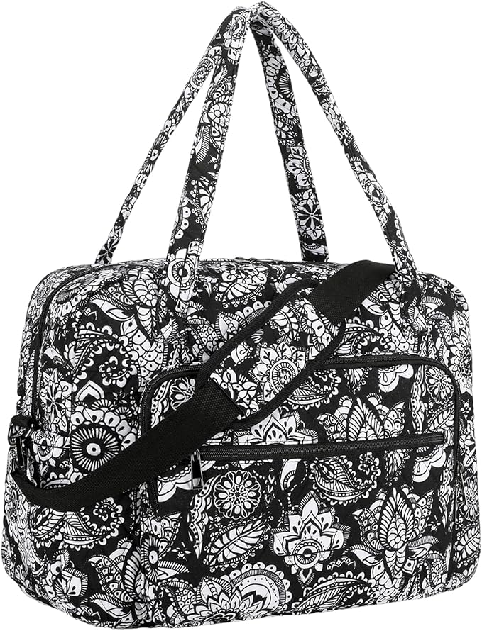 Searock Quilted Travel Duffle Bag, Weekender Overnight Bags for Women Travel, Carry On Duffel Bags for Airplanes Black