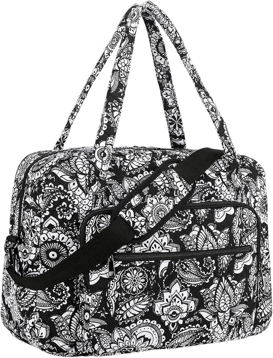Searock Quilted Travel Duffle Bag, Weekender Overnight Bags for Women Travel, Carry On Duffel Bags for Airplanes Black
