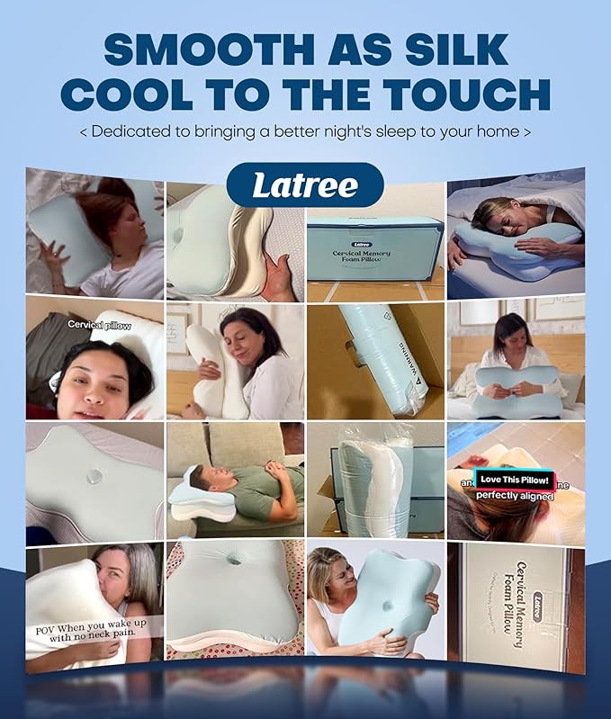 5X Pain Relief Cervical Neck Pillow for Neck Support, Orthopedic Cooling Side Sleeper Pillow for Sleeping, Odorless Contour Memory Foam Pillows, Ergonomic Bed Pillow for Side Back Stomach Sleeper