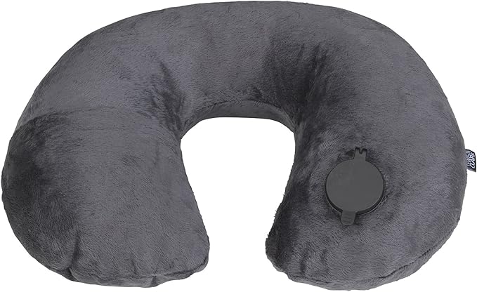 Lewis N Clark Compact Portable Adjustable and Inflatable Cervical Neck Pillow for Travel, Gray