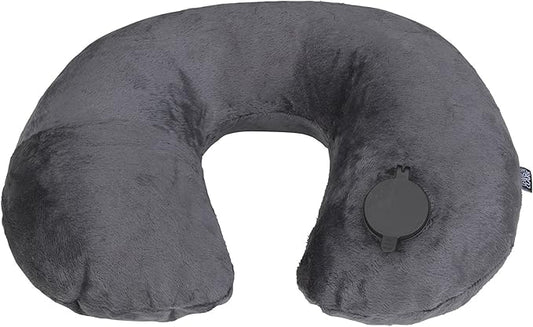 Lewis N Clark Compact Portable Adjustable and Inflatable Cervical Neck Pillow for Travel, Gray