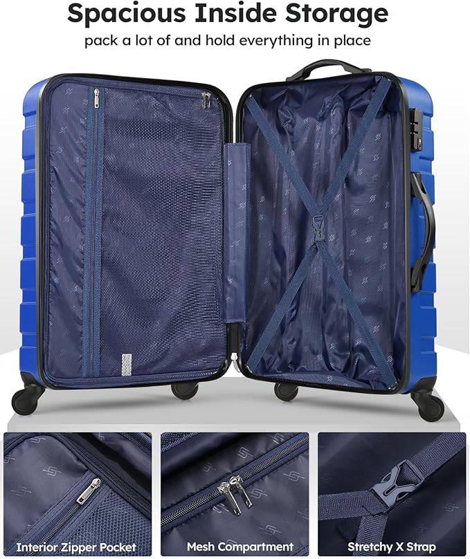 Suitour Luggage Sets 2 piece Carry on and Checked Luggage,Suitcases with Wheels 20/24 inch