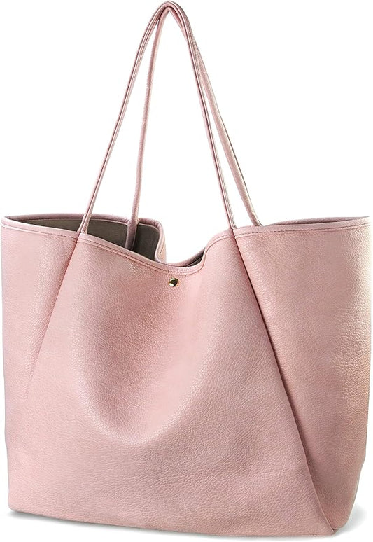 Oversize Pu Leather Tote Women Weekender Bag Shopper Handbag Travel Purse