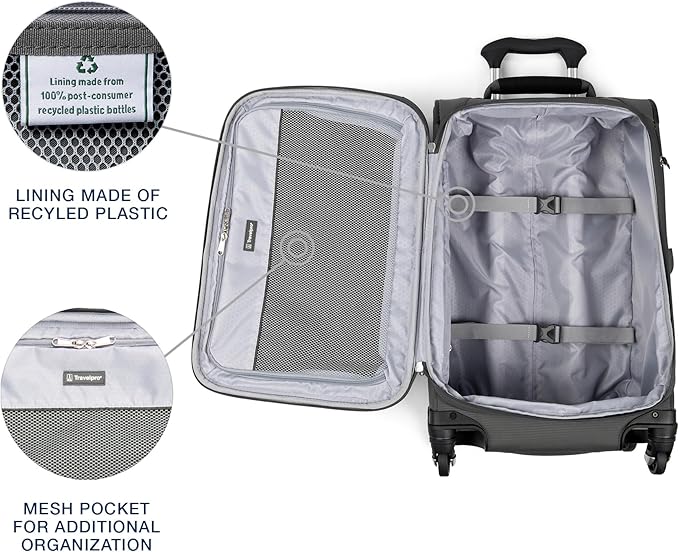 Travelpro Maxlite 5 Softside Expandable Luggage with 4 Spinner Wheels, Lightweight Suitcase, Men and Women, Shadow Grey, Carry-on 21-Inch