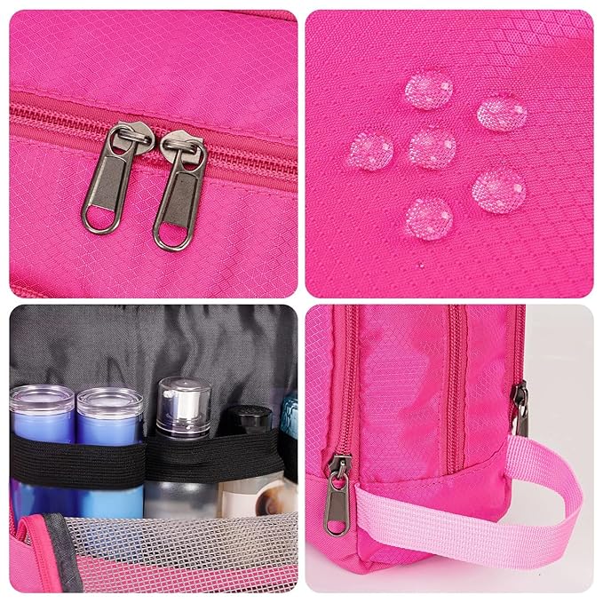 Toiletry Bag for Men Hanging Dopp Kit Water Resistant Shaving Bag Small Toiletry Bag for Traveling (Pure Pink)