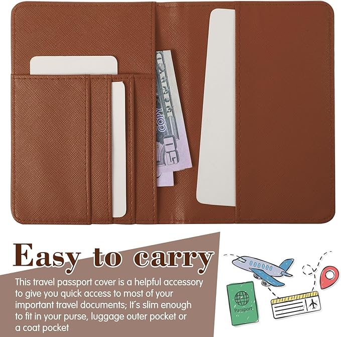 2 Pcs Passport Cover Holder for Travel Waterproof Leather Passport Wallet Case Book Travel Cruise Essentials for Women Men | 2 Pieces, Bridal, Holder, Waterproof, Holder Covers, Travel Wallet