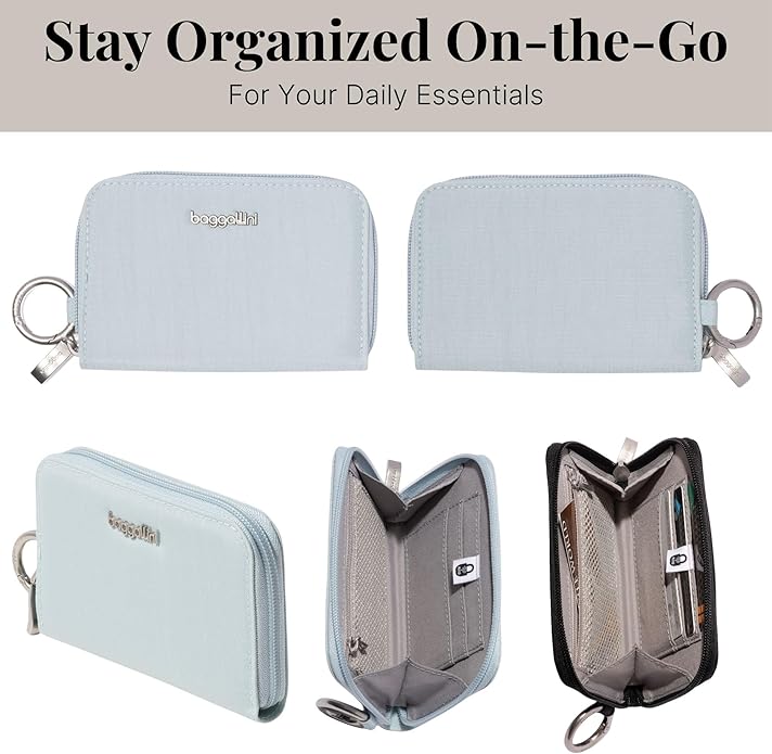 Baggallini Deluxe Card Case - Lightweight 5.5"x3.3" RFID Protected Womens Wallet Card Holder