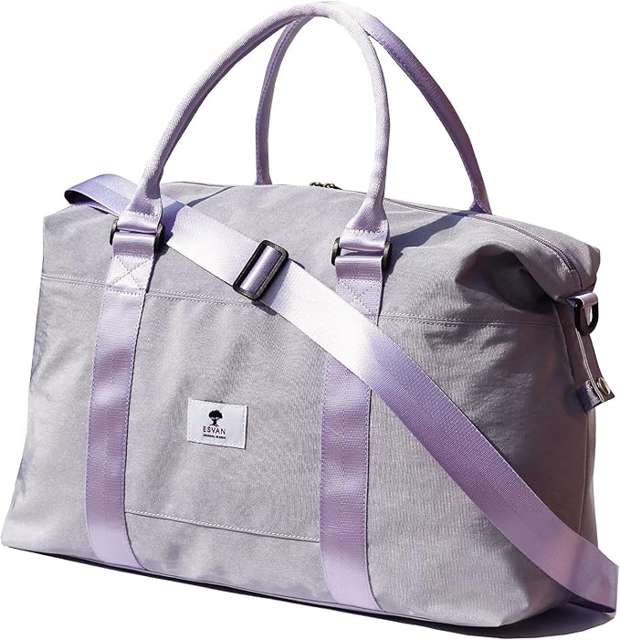 ESVAN Travel Tote Duffel Gym Bag,Weekender Overnight Carry-on Tote Crossbody Bag with Wet Pocket and Trolley Sleeve Upgraded
