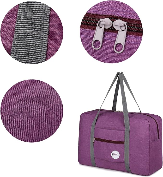 WANDF For Spirit Airlines Personal Item Bag 18x14x8 Travel Duffel Bag Underseat Foldable Carry-on Luggage for Women