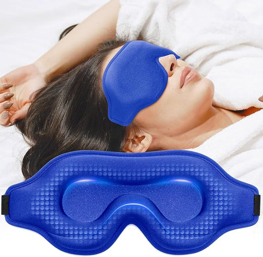 Weighted Eye Mask for Sleeping, 3D Contoured Sleep Mask Blackout with Adjustable Strap, Lash Extensions Sleeping Mask for Travel, Eye Cover Blindfold for Men Women (Blue, 4.6oz)
