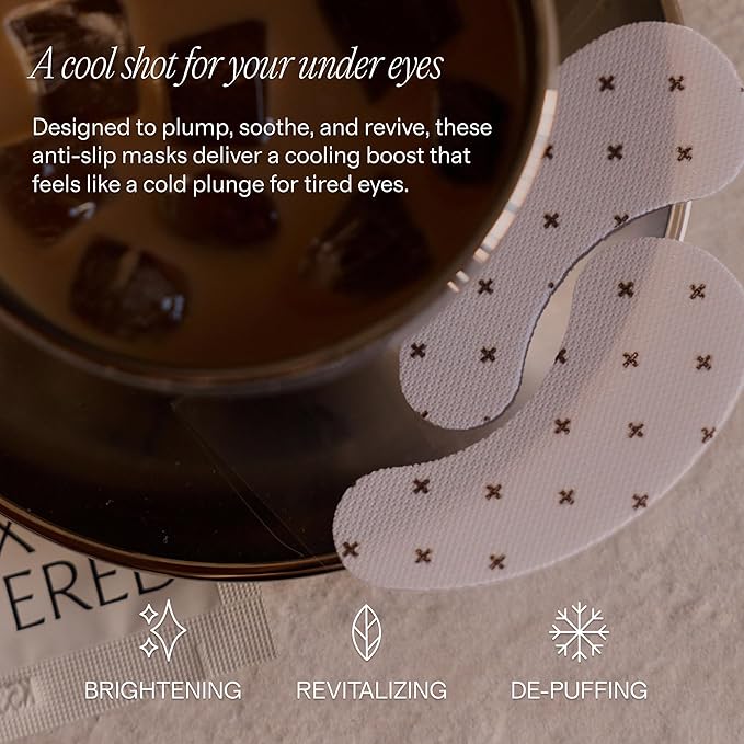 + Lux Unfiltered Iced Latte Cooling Under Eye Patches - Anti-Slip Caffeine Infused Korean Eye Mask - Reduces Puffiness, Brightens & Hydrates - Niacinamide & Hyaluronic Acid - Vegan - 10 Pairs