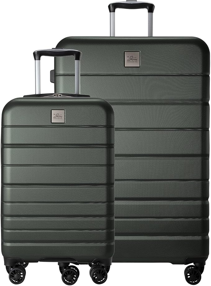 Skyway Epic 2.0 Hardside Lightweight and Durable ABS Shell Luggage, Spacious with 8-Wheel Spinners, Comfort Grip with Telescoping Handle, Men and Women, Thyme, 2-Piece Set (20,28)