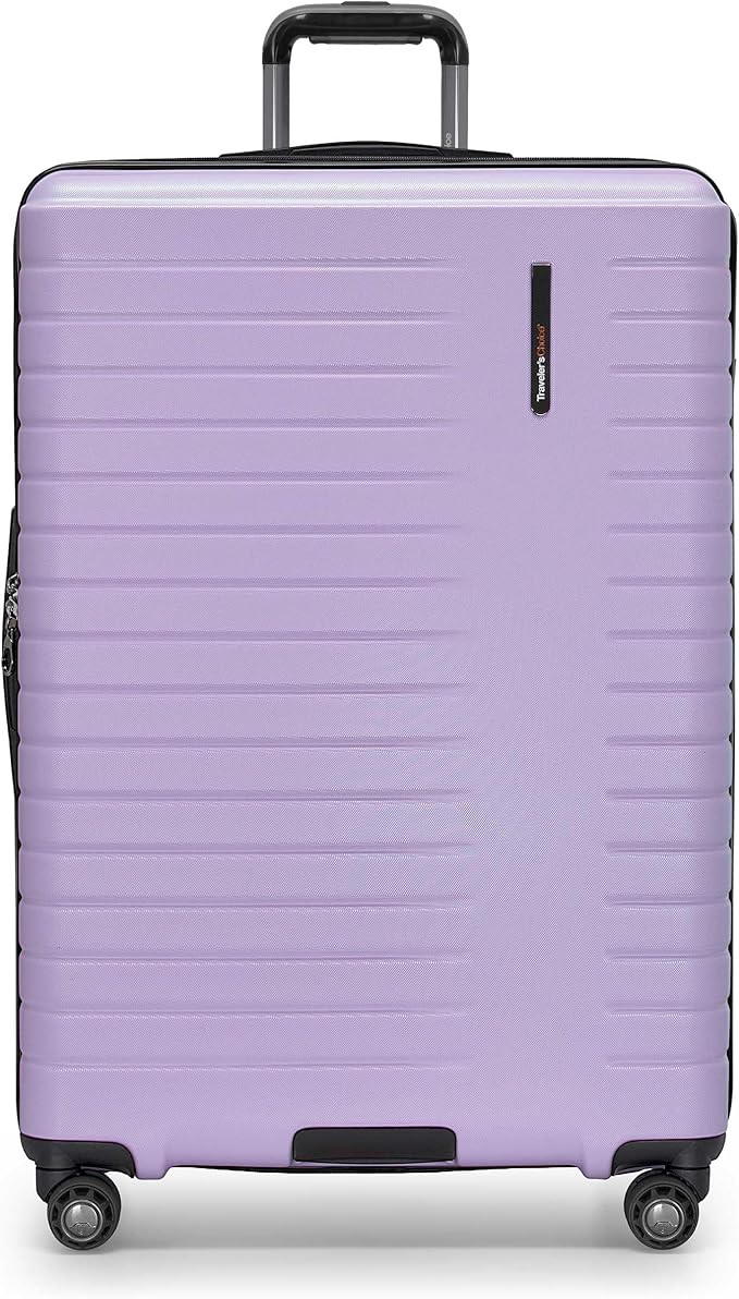 Traveler's Choice Archer Polycarbonate Hardside Spinner Luggage Set, Tie Down Straps, Purple, Checked 29-Inch