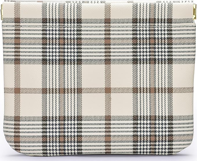 Leather Pocket Cosmetic Bag for Purse,Coin Purse Lipstick Cosmetic Accessories Organizer, Travel Kit Storage Pouch,Waterproof Portable No Zipper Self-closing (Tartan)