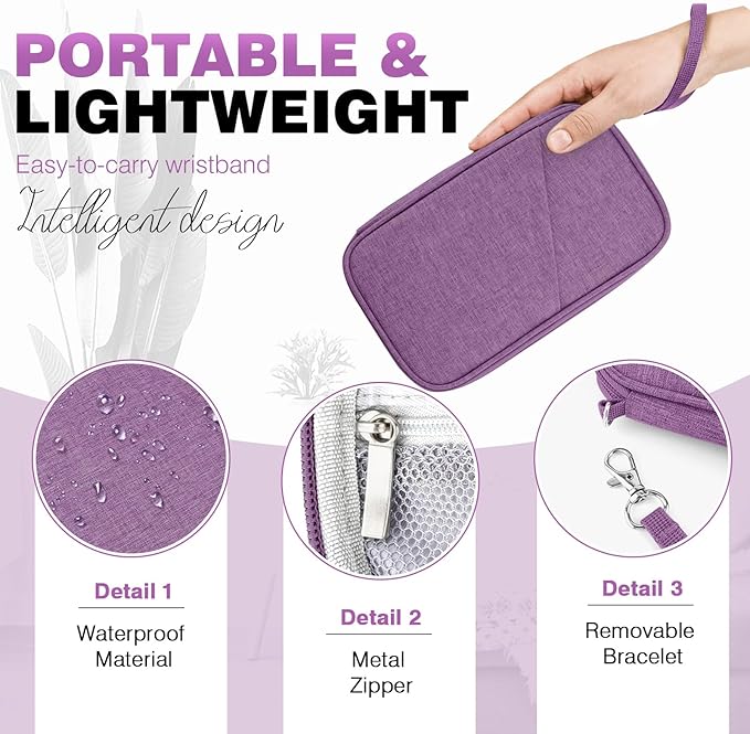 Passport Holder Family RFID Travel Document Organizer for Women Waterproof Passport Wallet Men Portable Case for Cards, Boarding Pass, ID, Money, Tickets with Zipper