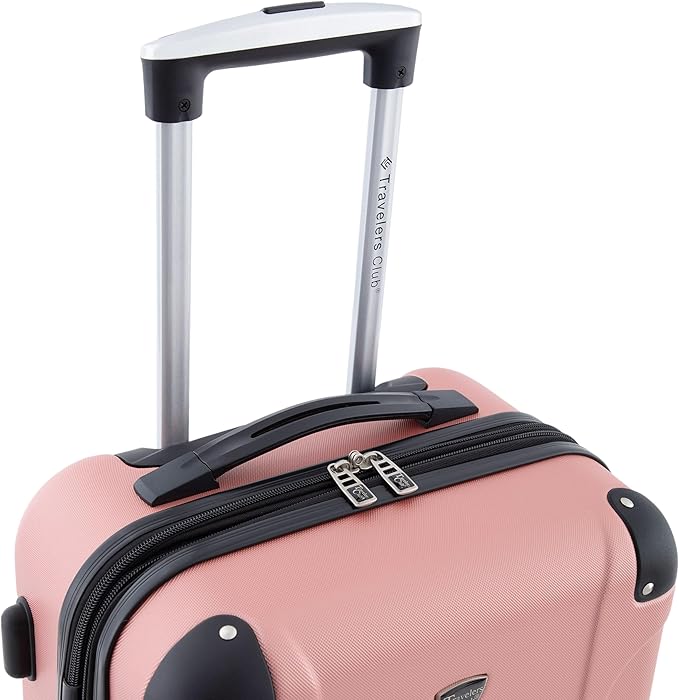 Travelers Club Chicago Hardside Expandable Spinner Luggage, Rose Gold, 22" Carry-On