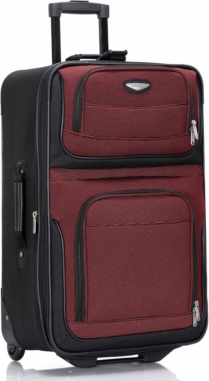 Travel Select Amsterdam Softside Expandable Luggage with Rolling Wheels, Red, 25-Inch Medium
