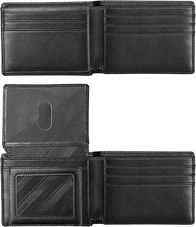 RUNBOX Wallet for Men Slim Rfid Leather 2 ID Window With Gift Box | Slim, Rfid, 2 ID Window, With Gift Box, Slim, Rfid