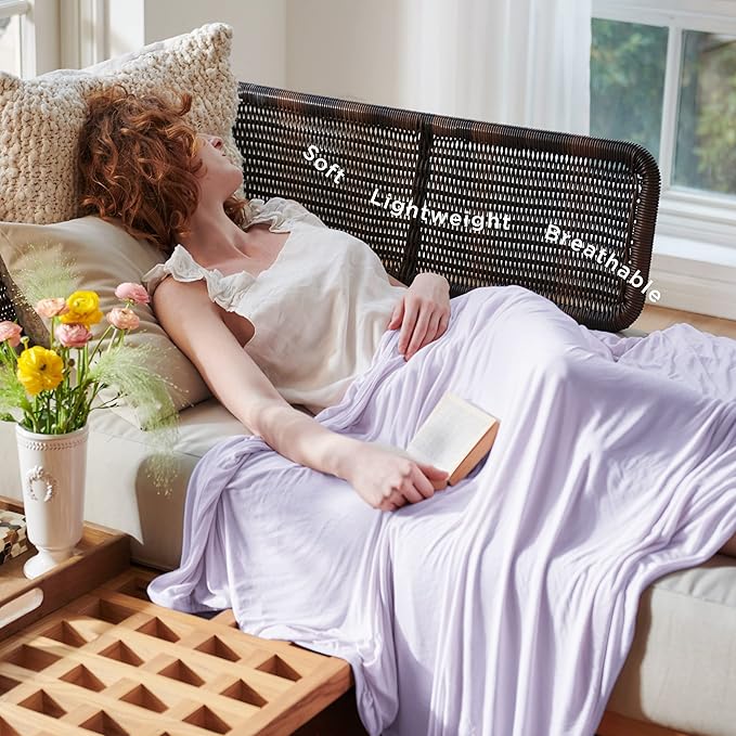 Bedsure Lavender Cooling Blanket King Size for Hot Sleepers - Summer Cold Blanket for King Size Bed with Rayon Derived from Bamboo, Ice Cool Cold Arc-Chill Thin Summer Bedding Essentials, 108x90