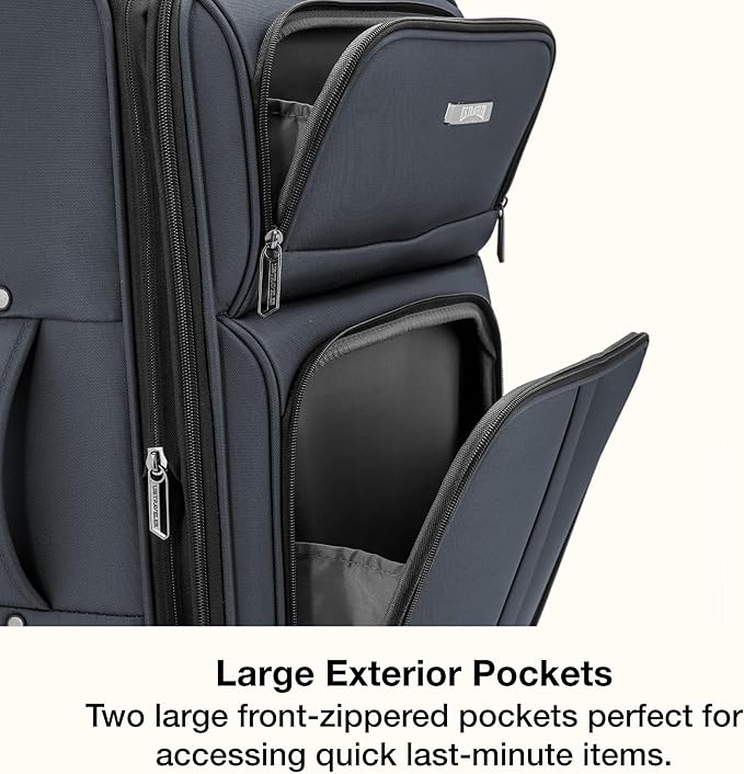 U.S. Traveler Anzio Softside Expandable Luggage with Spinner Wheels, Dark Grey, 3-Piece Set (22/26/30)