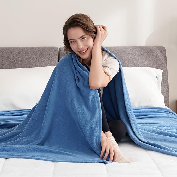 Berkshire Blanket Microfleece King Size Bed Blanket Royal Blue, Lightweight Soft Breathable Plush Micro Fleece Blanket for Bed Couch Sofa, 90x108 Inches