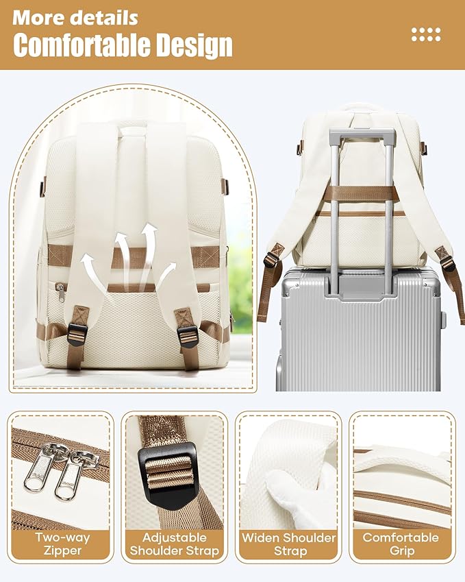Vacuum Backpack Travel with Pump,Vacuum Sealed Backpack,Travel Backpack with Vacuum System,40x30x20 Airbag Travel,Laptop Vacpack Backpacks Bag Airline Flight Approved,Beige