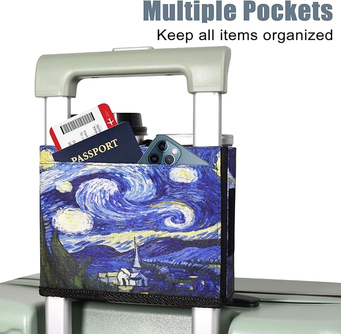 ACdream Luggage Cup Holder, Suitcase Drink Carrier, Free Hand Portable Water and Coffee Caddy Attachment, Flight Attendant Gift Gadgets, Airport Travel Accessories for Airplane, Starry Night
