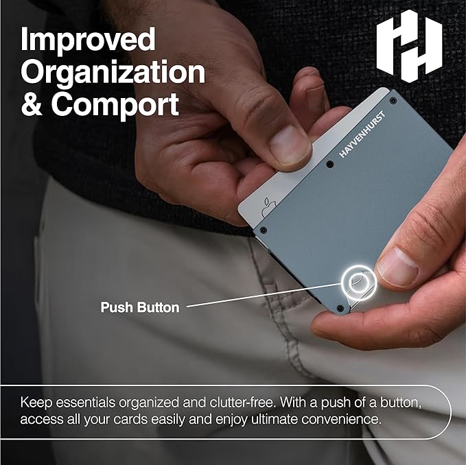 Hayvenhurst Wallet For Men - Reinvented Design Men's Wallet - Slim, Minimalistic & Seamless, Blocks RFID Scanners with a Money Clip (Grey)