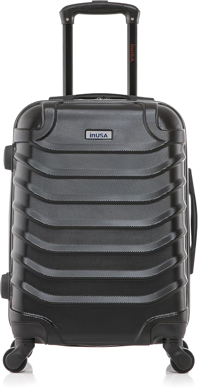 InUSA ENDURANCE Luggage with Spinner Wheels | Durable Lightweight Hardshell Suitcase, Spacious Travel Bag with Handle and Trolley | 20-Inch Carry On Small Luggage | Black