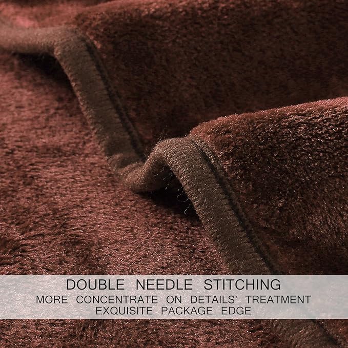 HOZY Soft Blanket King Size Fleece Warm Fuzzy Throw Blankets for The Bed Sofa Lightweight 350GSM Chocolate 90"*108"