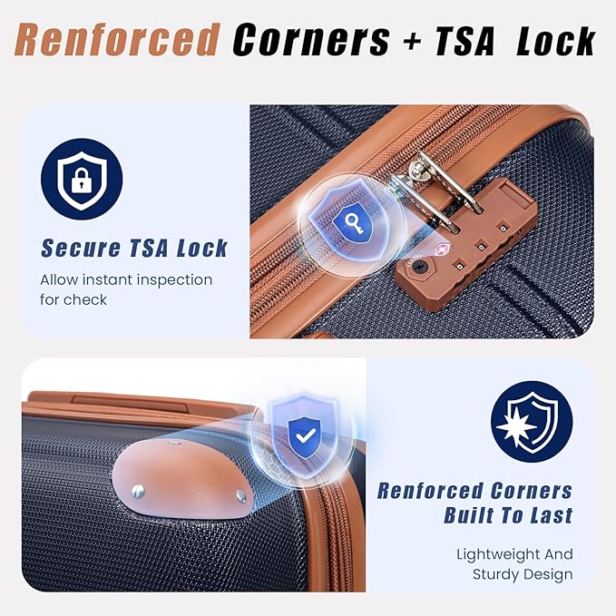 Expandable Luggage Sets 5 Piece with Detachable Spinner Wheels and TSA Lock,ABS Hard Case Suitcases with Wheels,Carry On Luggage Set