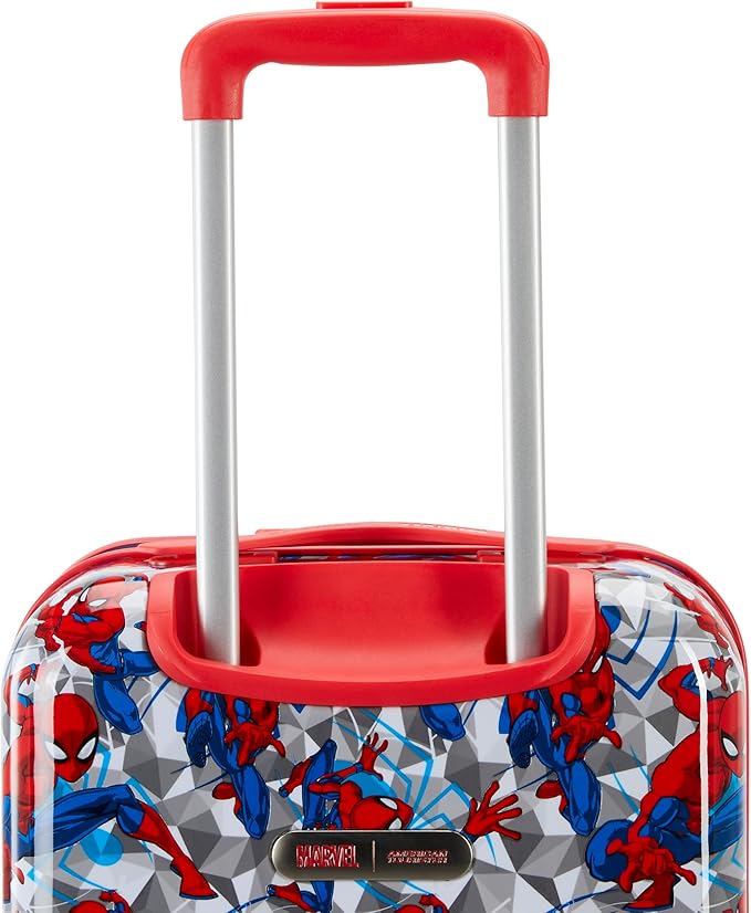 American Tourister Spiderman Iconic Carry-On Luggage - Airline Approved, Durable Hardshell - Roll Confidentially with Spinner Wheels & Colorful Adjustable Handle