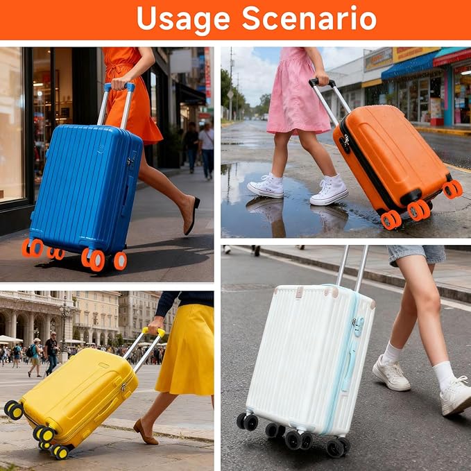 8Pcs Luggage Wheel Protection Covers 4th Gen, Anti-Scratch Anti-Noise, Silicone Wheel Protective Covers for 2.0-2.4 Luggage Wheels, Thickened Pattern Travel Suitcase Wheels Protectors
