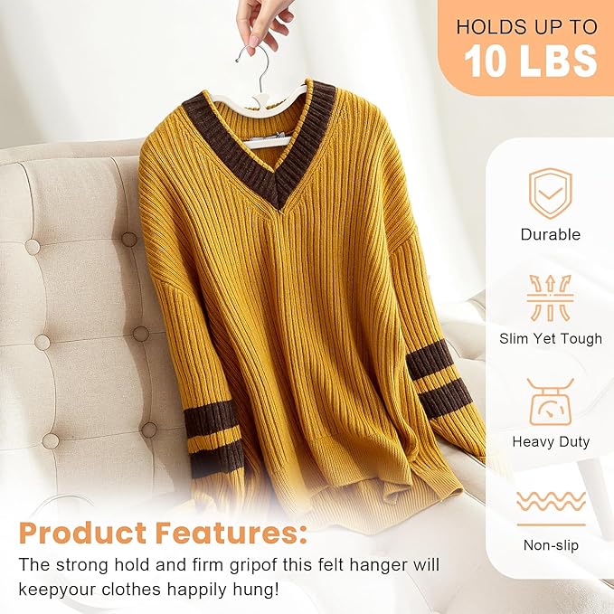 20 Pack Upgraded Short Neck Vertical Space Saver Hangers, 360 Degree Swivel Hooks, Non-Slip Hangers, Liquid Silicone, Smooth as Skin (Not Velvet) - Cream