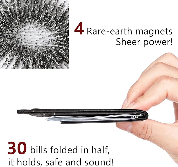 Toughergun Slim Wallet for Men RFID Blocking Money Clip, Minimalist Front Pocket Credit Card Holder, Magnetic Thin Mens Wallets with ID Window