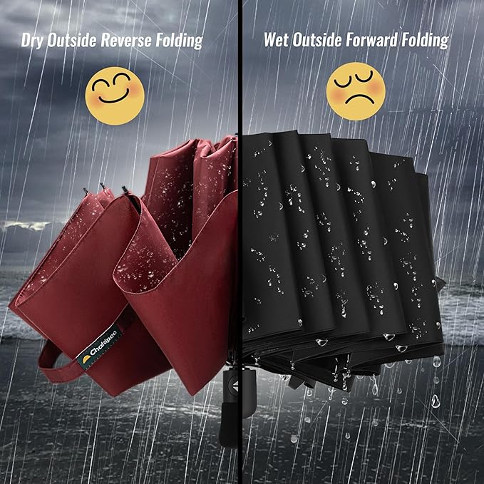 Travel Compact Umbrella Windproof - Portable Automatic Umbrellas for Rain, Inverted Folding Umbrella for Men and Women