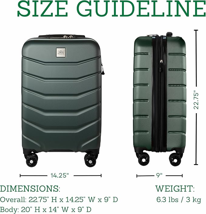 Skyway Luggage Silverton Hardside Collection – Lightweight Durable Suitcases with Wheels, Expandable Luggage for Travel Essentials with TSA Lock, 20-inch Carry-On, 22x14x9, Thyme