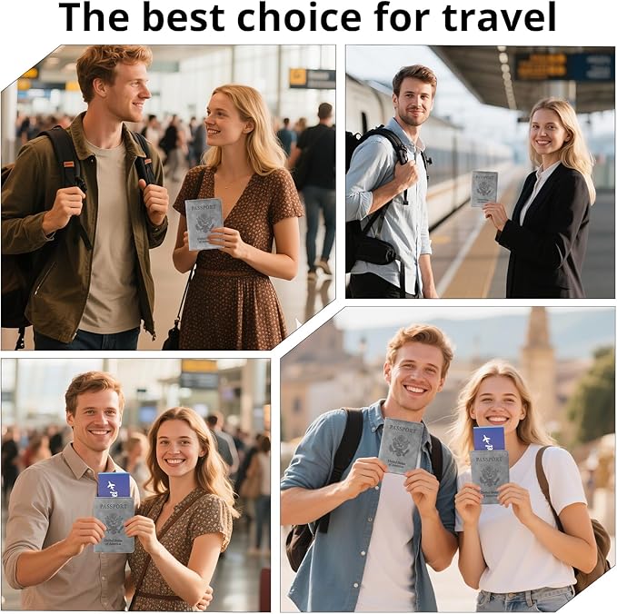 Passport Holder for Travel Essentials,RFID Blocking Passport Cover Wallet Card Case for Women and Men (Gray)