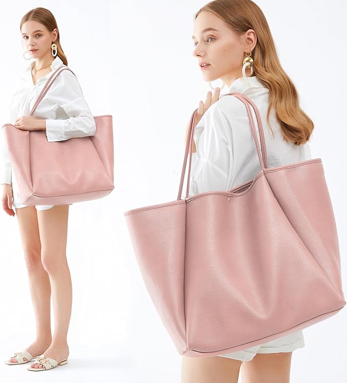Oversize Pu Leather Tote Women Weekender Bag Shopper Handbag Travel Purse