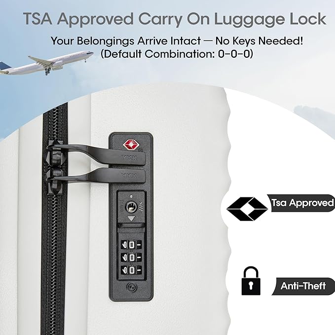 20 Inch Carry On Luggage,22x14x9 Airline Approved Hardside Suitcase with 8 Spinner Wheels and TSA Lock, Lightweight PC+ABS Hard Shell Travel Luggage for Men and Women (White)
