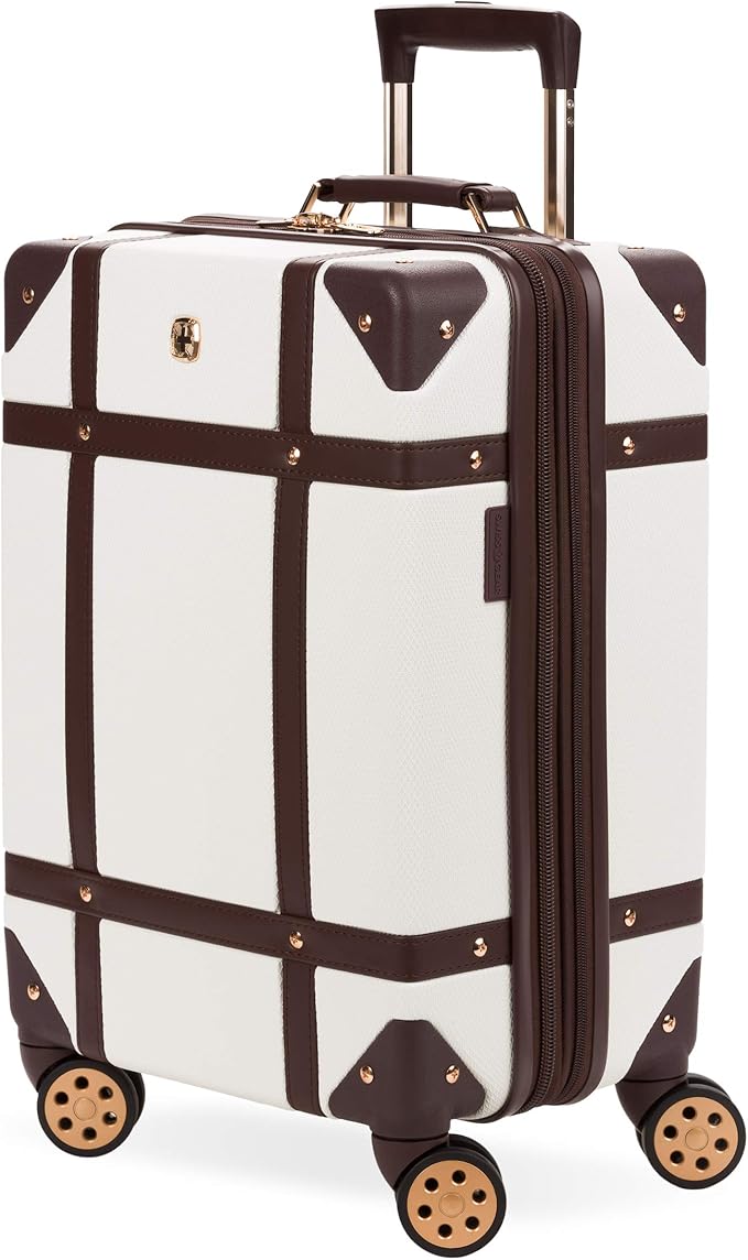 SwissGear 7739 Hardside Luggage Trunk with Spinner Wheels, White, Carry-On 19-Inch