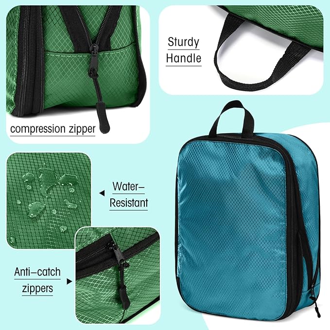 5 Pack Compression Packing Cubes for Travel Space Saving Cubes Luggage Organizer for Suitcase(Blue,Mixed)