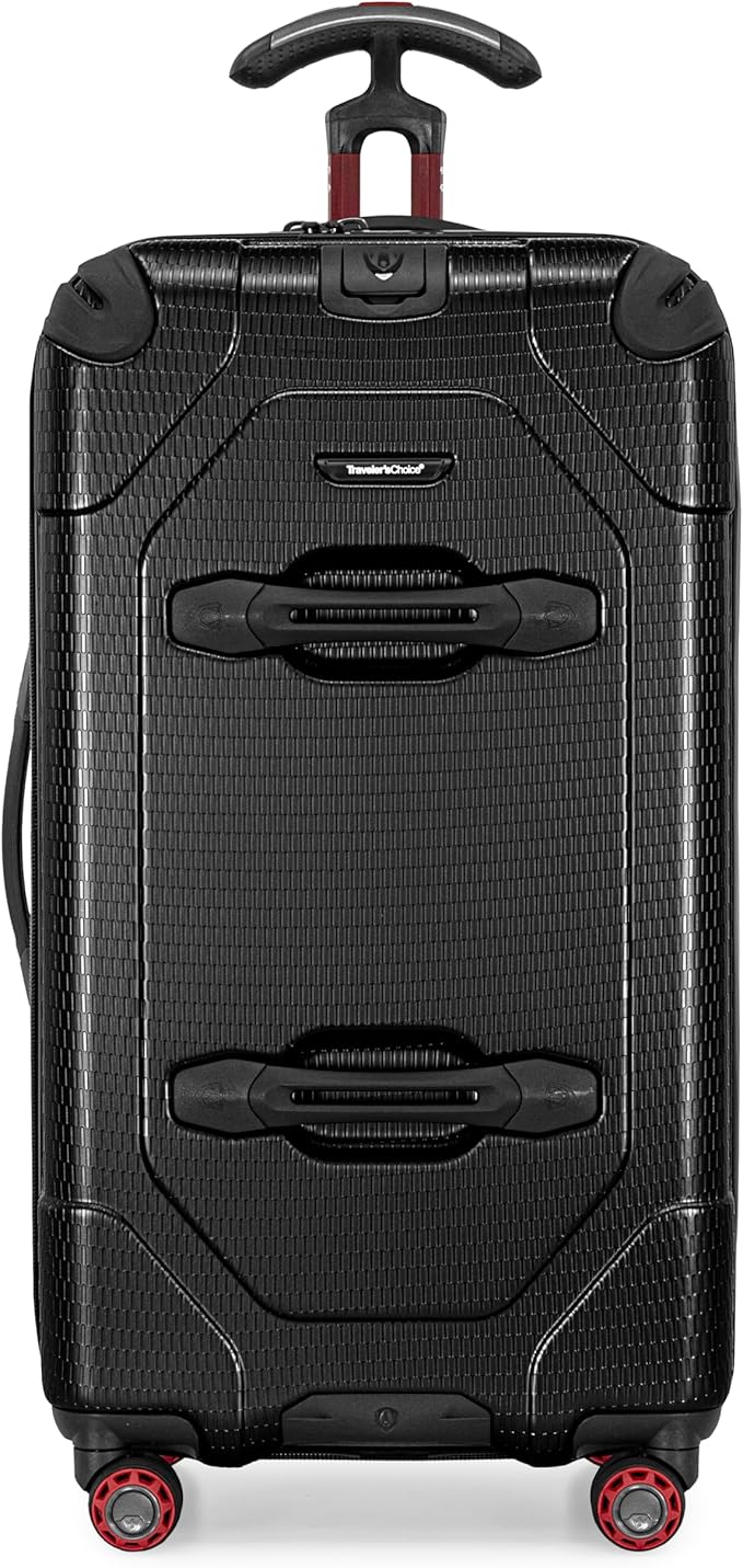 Traveler's Choice Maxporter II Polycarbonate Hardside Trunk with Spinner Wheels, Black, 28-Inch Medium Trunk