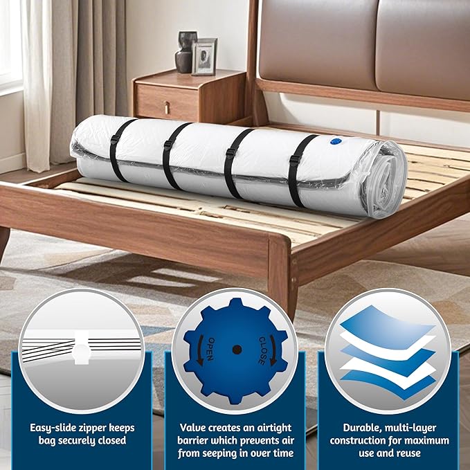 Vacuum Mattress Bag for Memory Foam and Latex - Sealed for Easy Movement, Transport and Storage (King/California King)