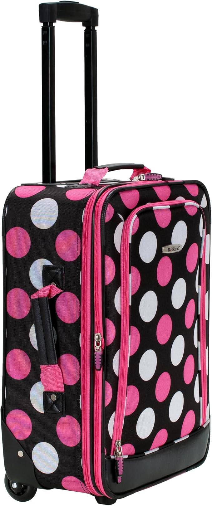 Rockland Fashion Softside Upright Luggage Set,Expandable, Multi/Pink Dot, 2-Piece (14/19)