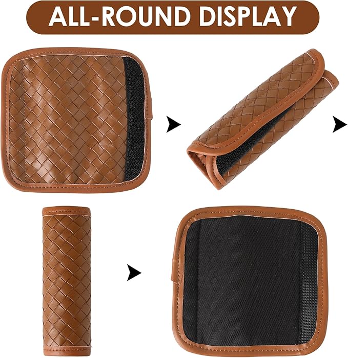 Leather Luggage Handle Wraps for Suitcase, 4 Pack Luggage Handle Cover Identifiers Tags Markers for Travel Accessories (Brown)