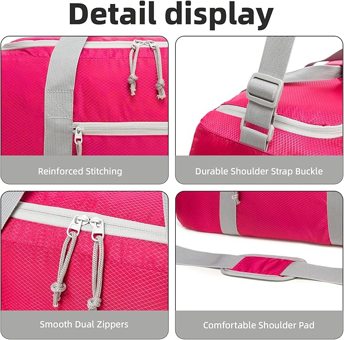 Foldable Travel Duffel Bag, Lightweight & Easy to Carry Water-Repellent Duffle Bag - 2-Way Zipper & Interior Pouch, Ideal for Weekend Trips, Daily Use,Camping，Sports