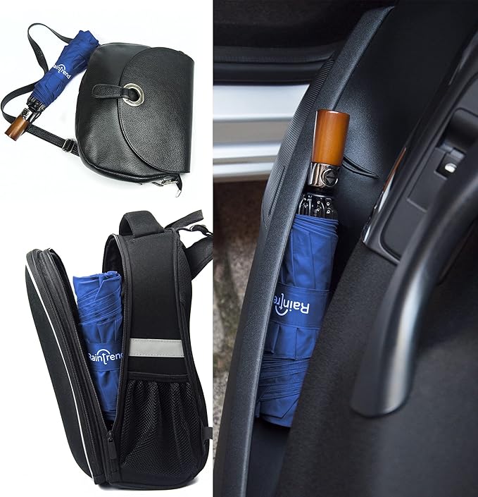 Raintrend Windproof Travel Umbrellas for Rain Automatic +10% Bigger Canopy Strong Frame Compact Folding Portable Umbrella for Women Men Backpack Purse
