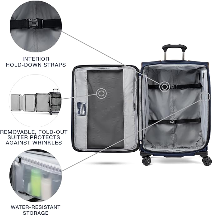 Travelpro Crew Classic Lightweight Softside Expandable Checked Luggage, 8 Wheel Spinner Suitcase, TSA Lock, Men and Women, Checked Medium 25-Inch, Patriot Blue